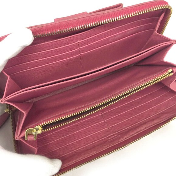 100% Authentic PRADA Saffiano Ribbon Leather Long - Picture 6 of 10